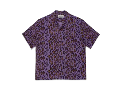 WACKO MARIA LEOPARD OPEN COLLAR SHIRT "Purple"