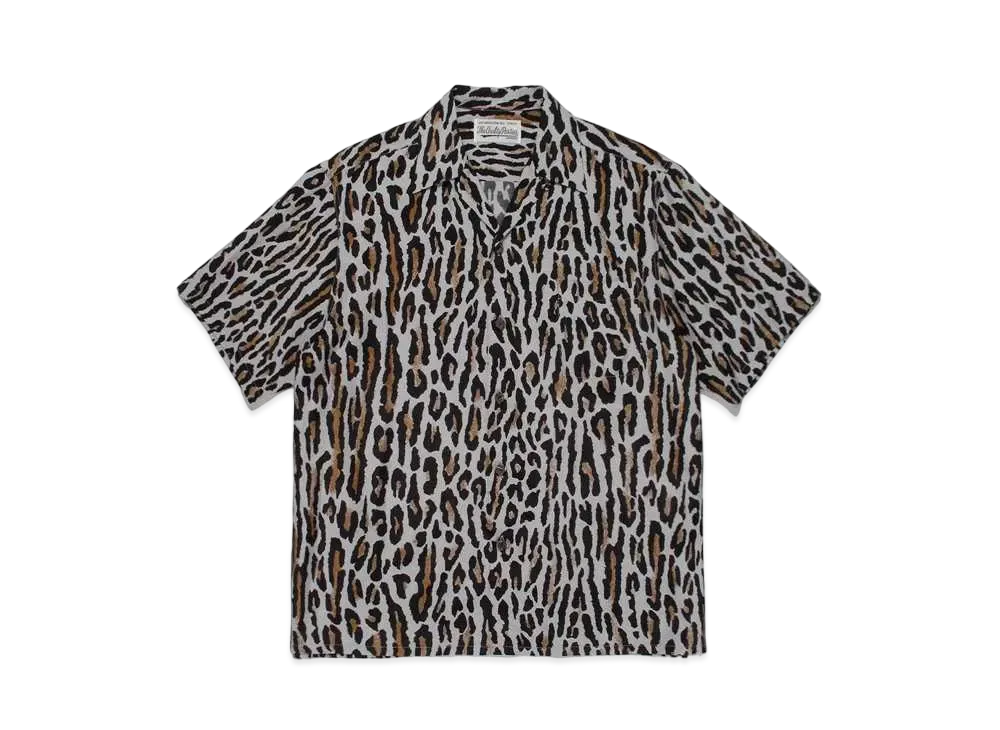 WACKO MARIA LEOPARD OPEN COLLAR SHIRT "Grey"