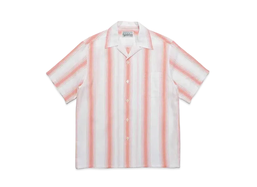 WACKO MARIA STRIPED OPEN COLLAR SHIRT "White"