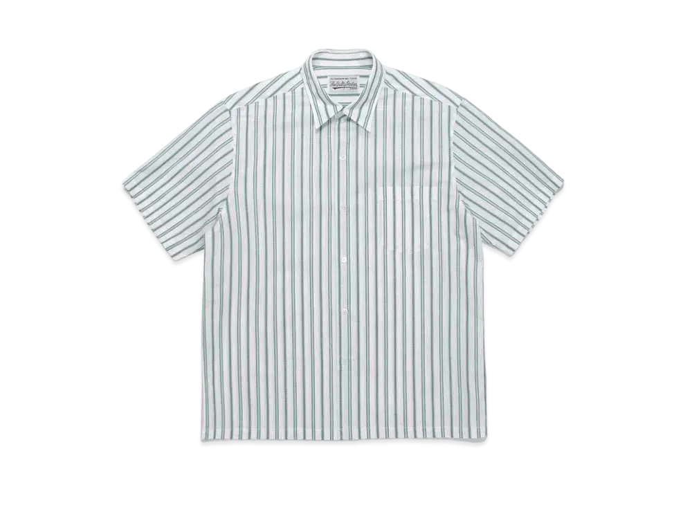 WACKO MARIA STRIPED REGULAR COLLAR SHIRT "Green"
