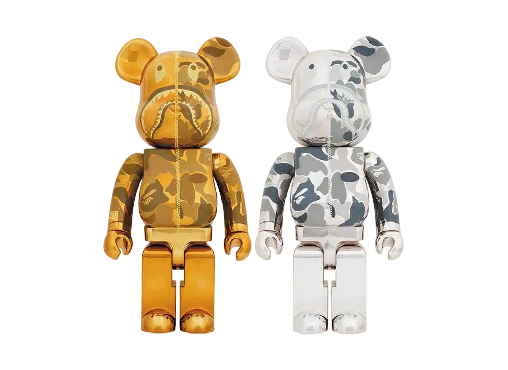 Bearbrick BAPE(R) CAMO SHARK 1000% SET GOLD / SILVER