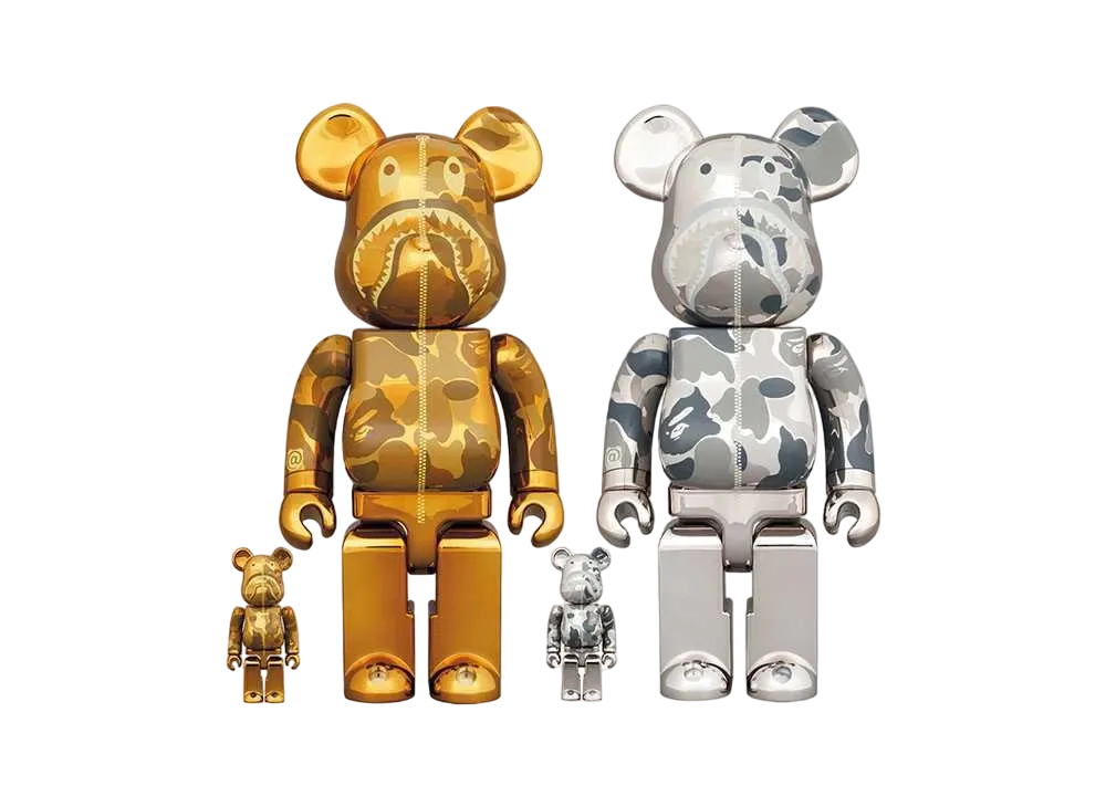 Bearbrick BAPE(R) CAMO SHARK 100%&400% SET GOLD / SILVER