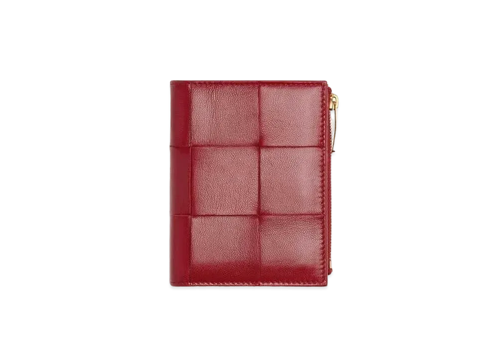 Bottega Veneta Bi-Fold Zip Wallet "Dark Red"