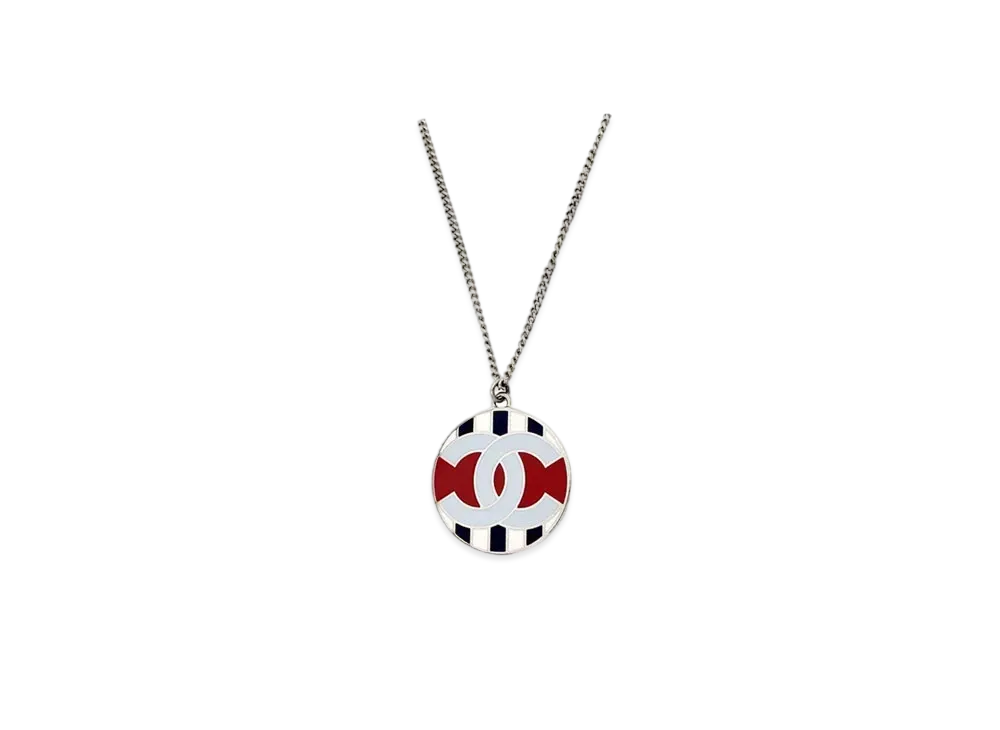 CHANEL Airline Coco Mark Necklace "Silver"