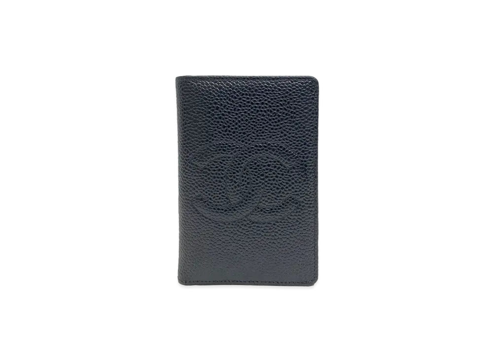 CHANEL Caviar Skin Coco Mark Card Case "Black"