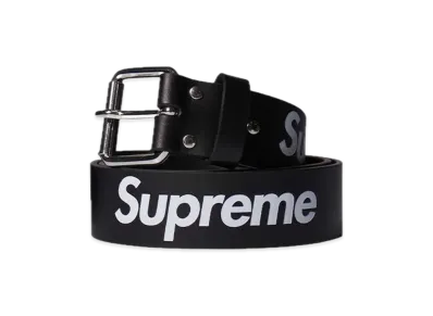 Supreme ブラック ベルト 牛革製 Supreme Repeat Leather Belt