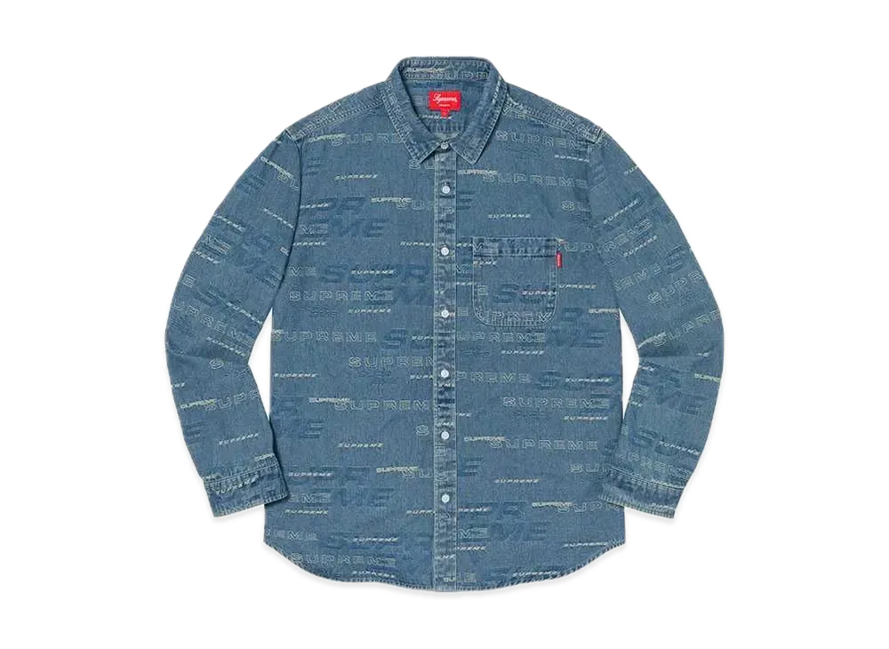 Supreme Dimensions Logo Denim Shirt "Blue"