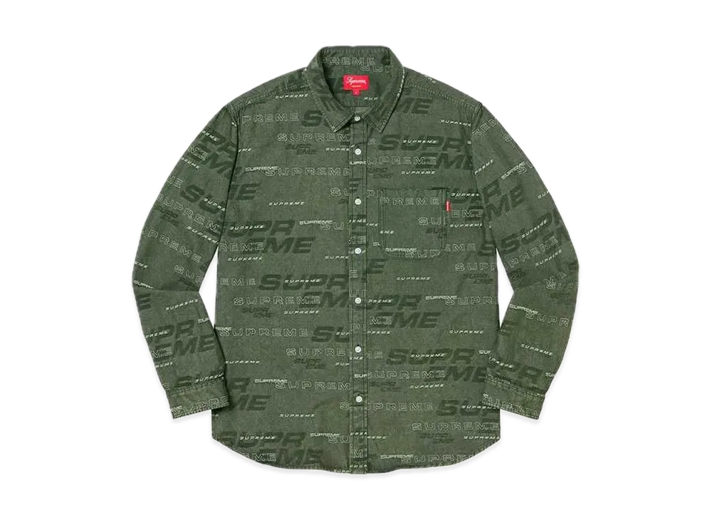 Supreme Dimensions Logo Denim Shirt "Green"