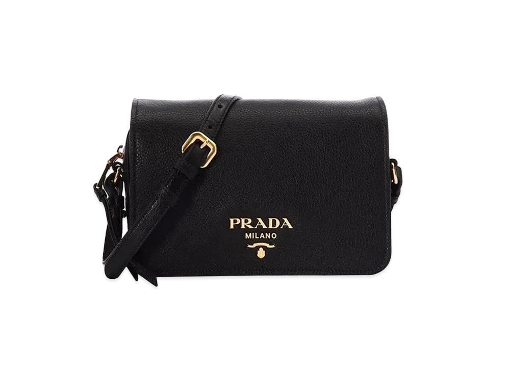 PRADA Vitello Phenix Shoulder Bag "Black"