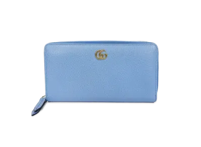 GUCCI Leather Zip Around Wallet "Light Blue"