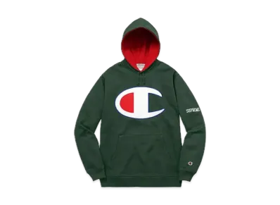Supreme Champion Satin Logo Hoodie "Dark Green"