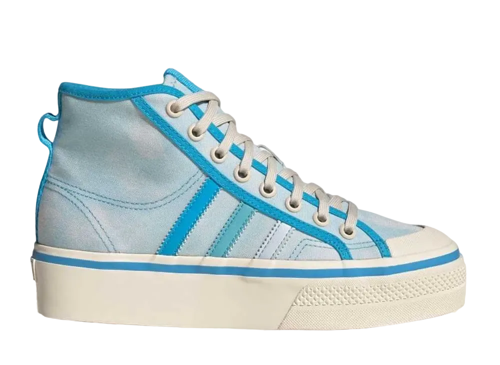 アディダス ニッツァ プラットフォーム ミッド "オールモスト ブルー/パントーン/ワンダー ホワイト"