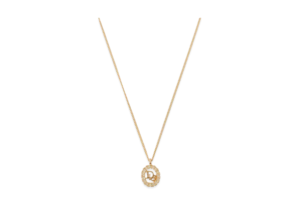 ディオール ロゴ ラインストーン ネックレス "ゴールド"