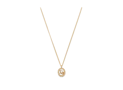 Dior Logo Rhinestone Necklace "Gold"
