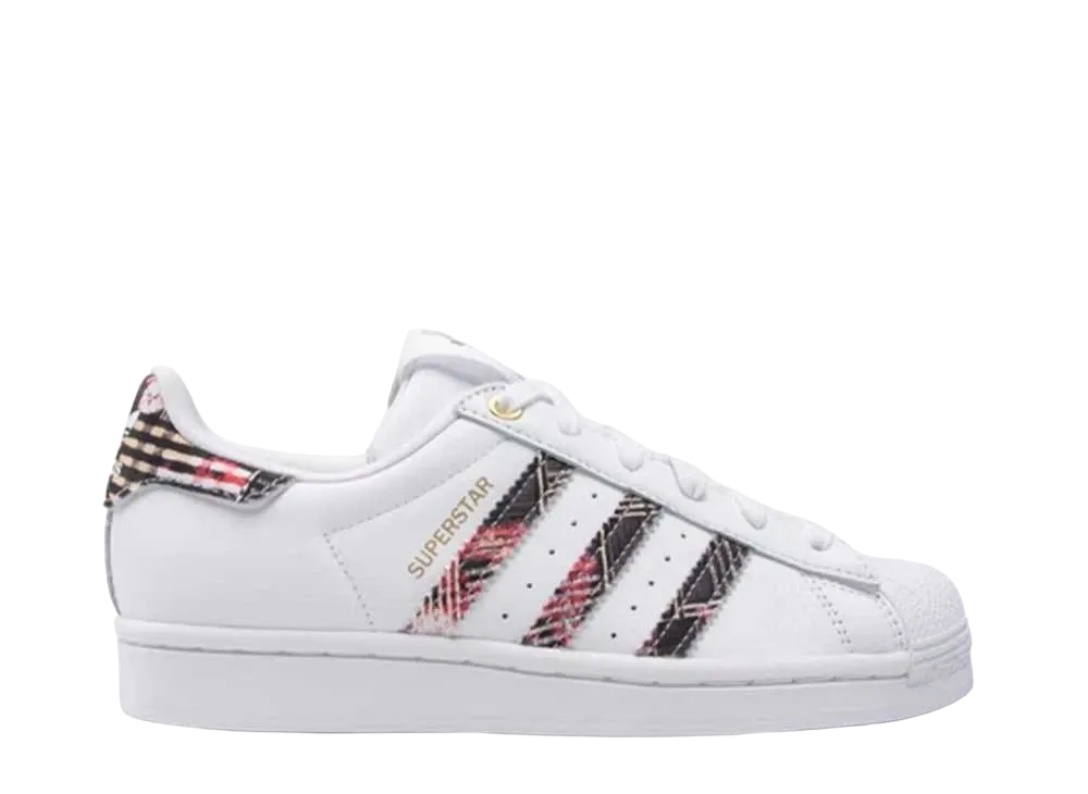 adidas Women's Superstar Her Studio London Plaid "Cloud White/Supplier Colour/Matte Gold"