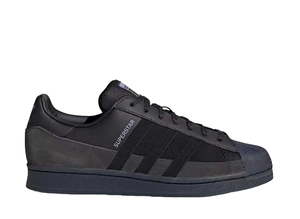 adidas Superstar Smooth Leather and Suede "Core Black/Core Black-Dust Purple"