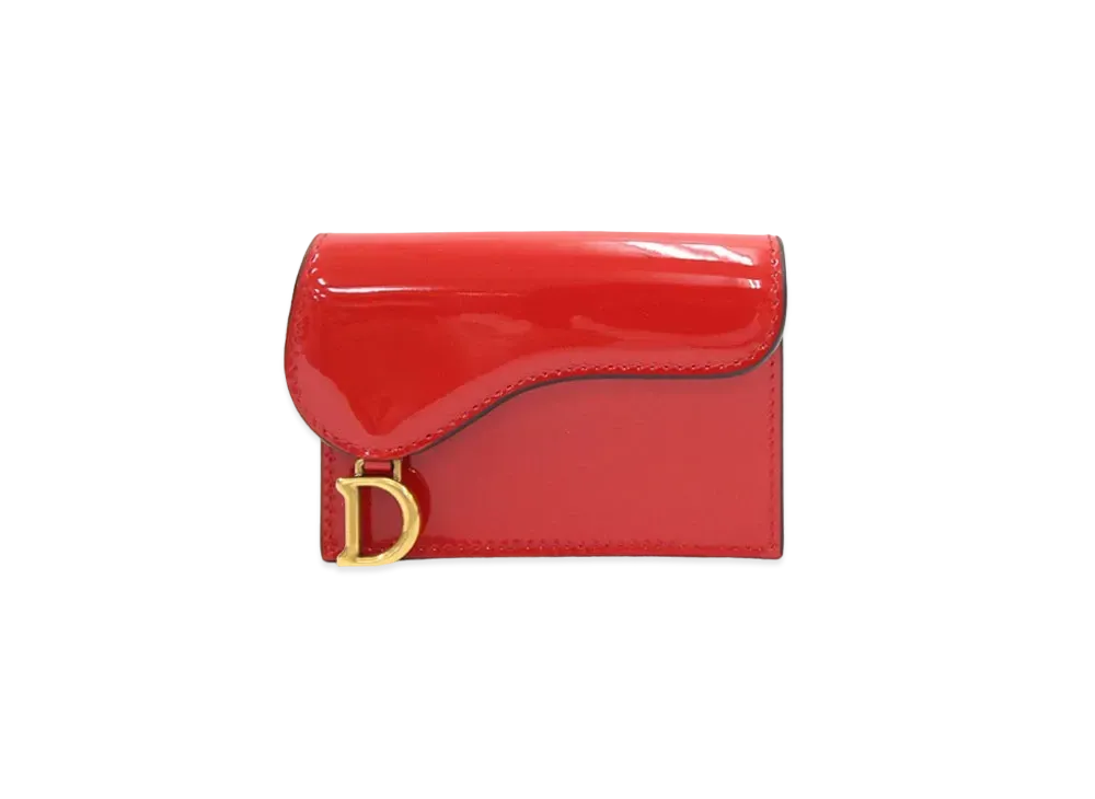 Dior Saddle Flap Card Holder "Red"