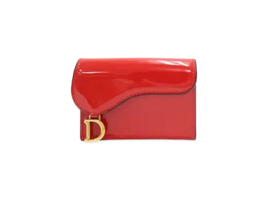 Dior Saddle Flap Card Holder "Red"