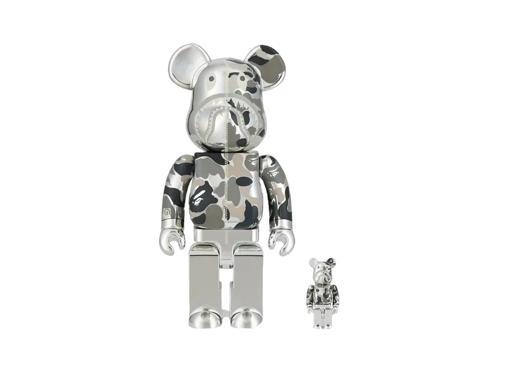 Bearbrick BAPE(R) CAMO SHARK 100%&400% SILVER