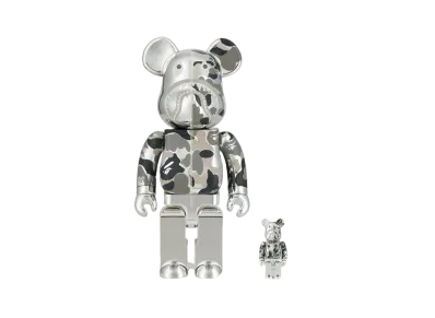 Bearbrick BAPE(R) CAMO SHARK 100%&400% SILVER
