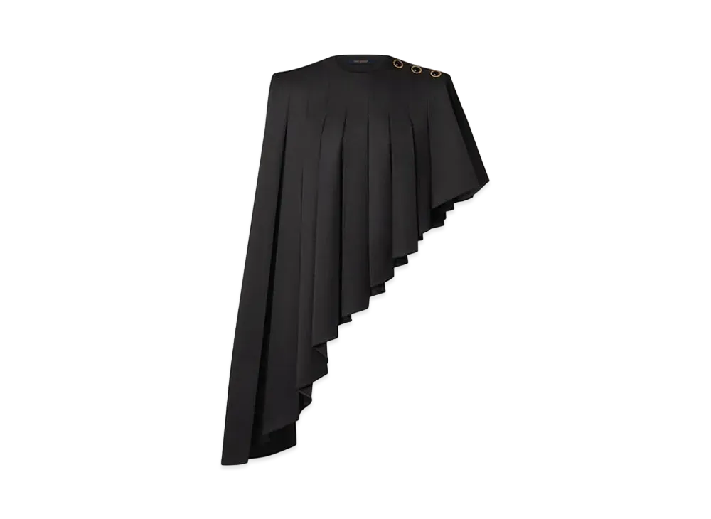 Louis Vuitton Asymmetrical Pleated Cape "Noir"