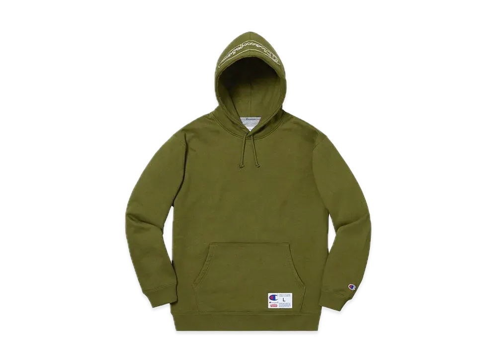 Supreme Champion Outline Hooded Sweatshirt "Dark Olive"