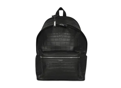 SAINT LAURENT CITY Backpack In Crocodile Embossed Leather ”Black”