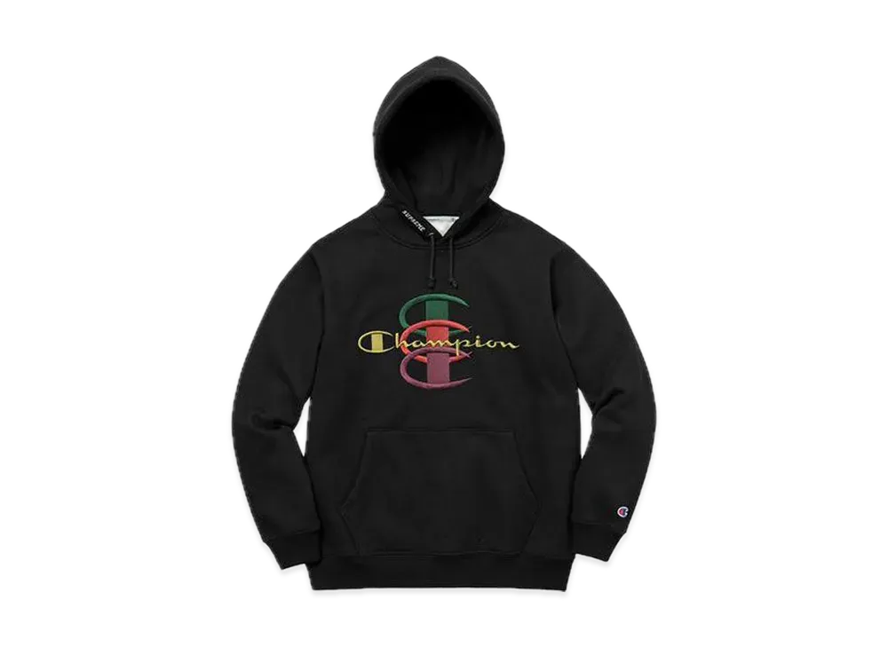 シュプリーム チャンピオン スタックド C フーデッド スウェットシャツ "ブラック"
