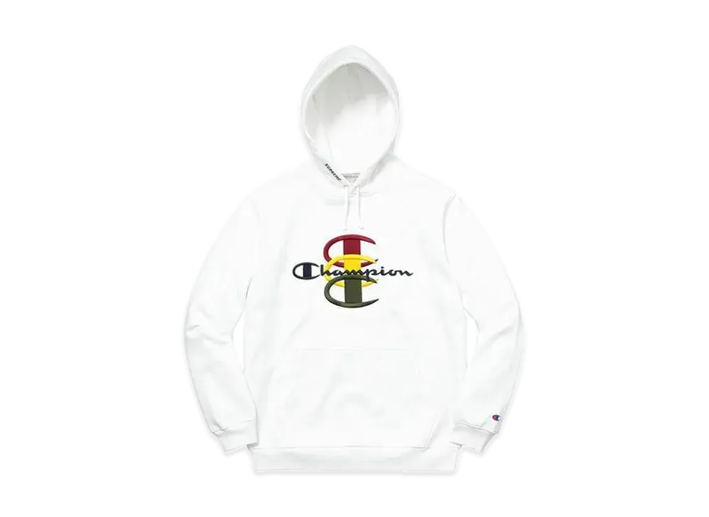 Supreme Champion Stacked C Hooded Sweatshirt "White"