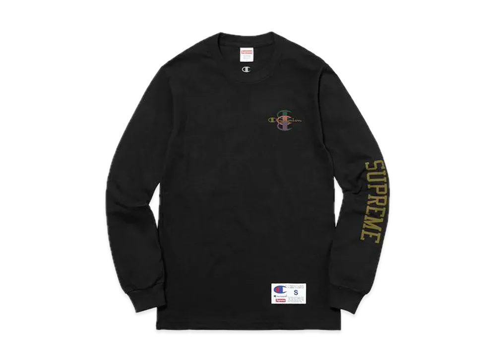 Supreme Champion Stacked C L/S Tee "Black"