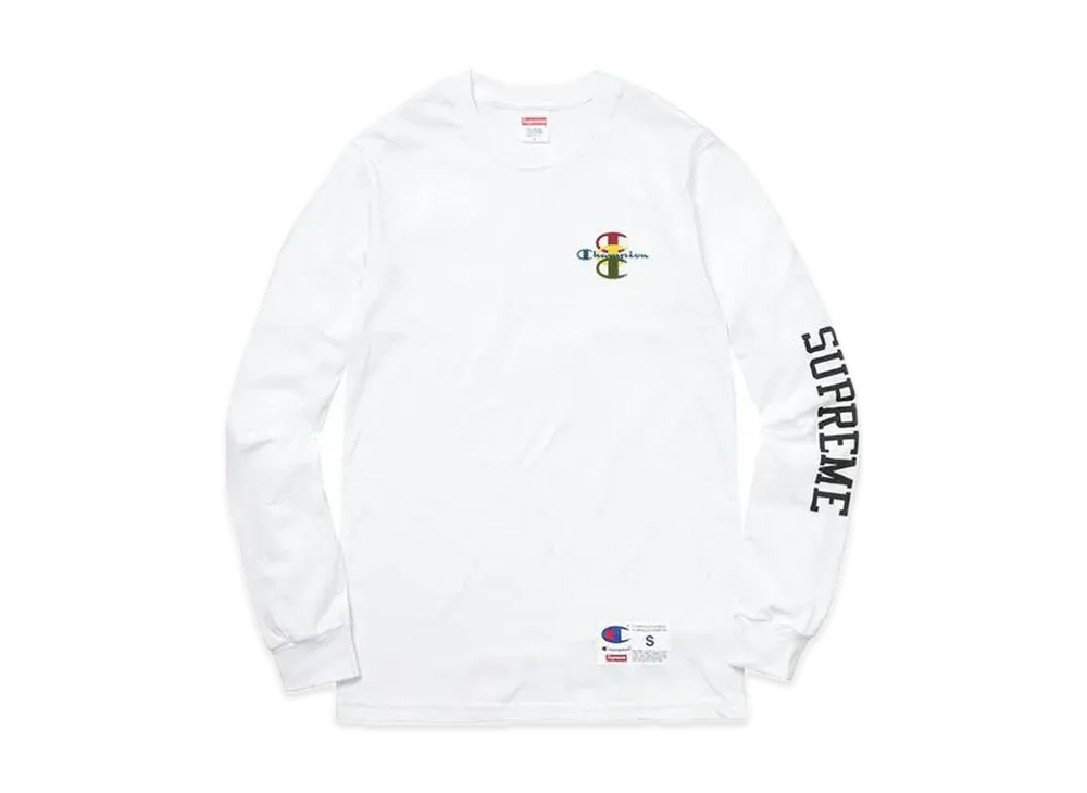 Supreme Champion Stacked C L/S Tee "White"