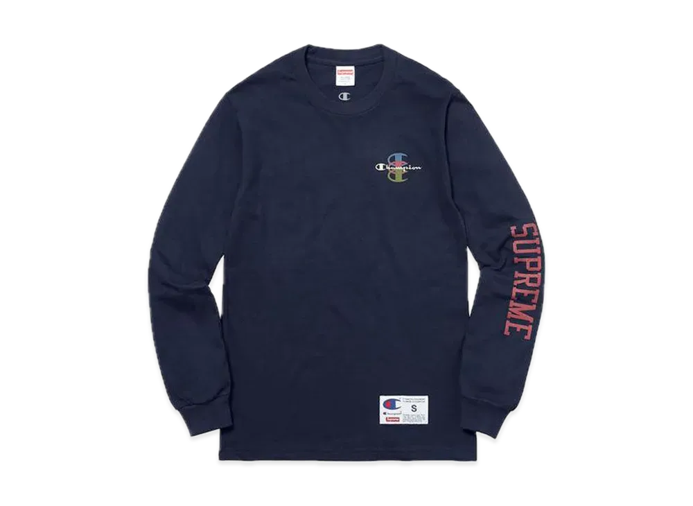 シュプリーム チャンピオン スタックド C L/S Tシャツ "ネイビー"