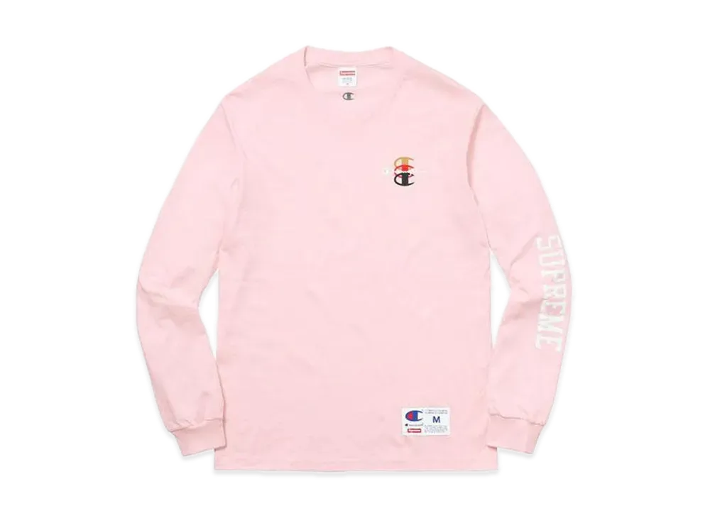 Supreme Champion Stacked C L/S Tee "Pink"