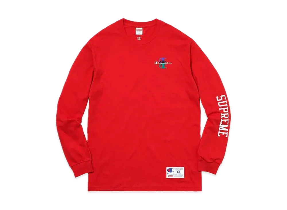 Supreme Champion Stacked C L/S Tee "Red"