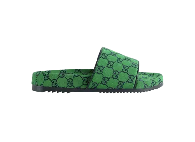 GUCCI GG Multicolor Slide Sandals "Green"