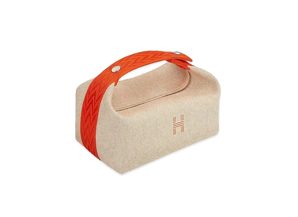 Hermes Brid a Black Pouch PM "Beige/Orange"