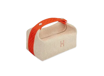 Hermes Brid a Black Pouch PM "Beige/Orange"