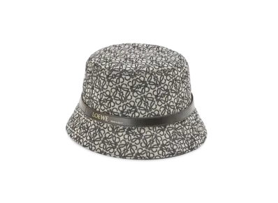 LOEWE Anagram Bucket Hat In Jacquard and Calfskin "Navy/Black"