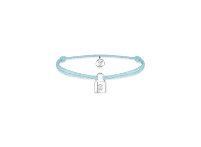 Louis Vuitton Silver Lockit X Doudou Louis Bracelet, Recycled Silver And Organic Cotton Cord "Blue"
