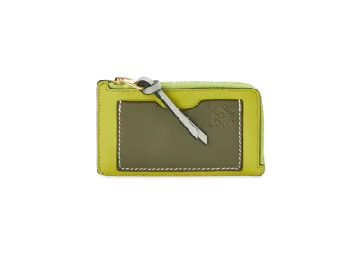 LOEWE Coin Cardholder In Soft Grained Calfskin "Lime Yellow/Avocado Green"