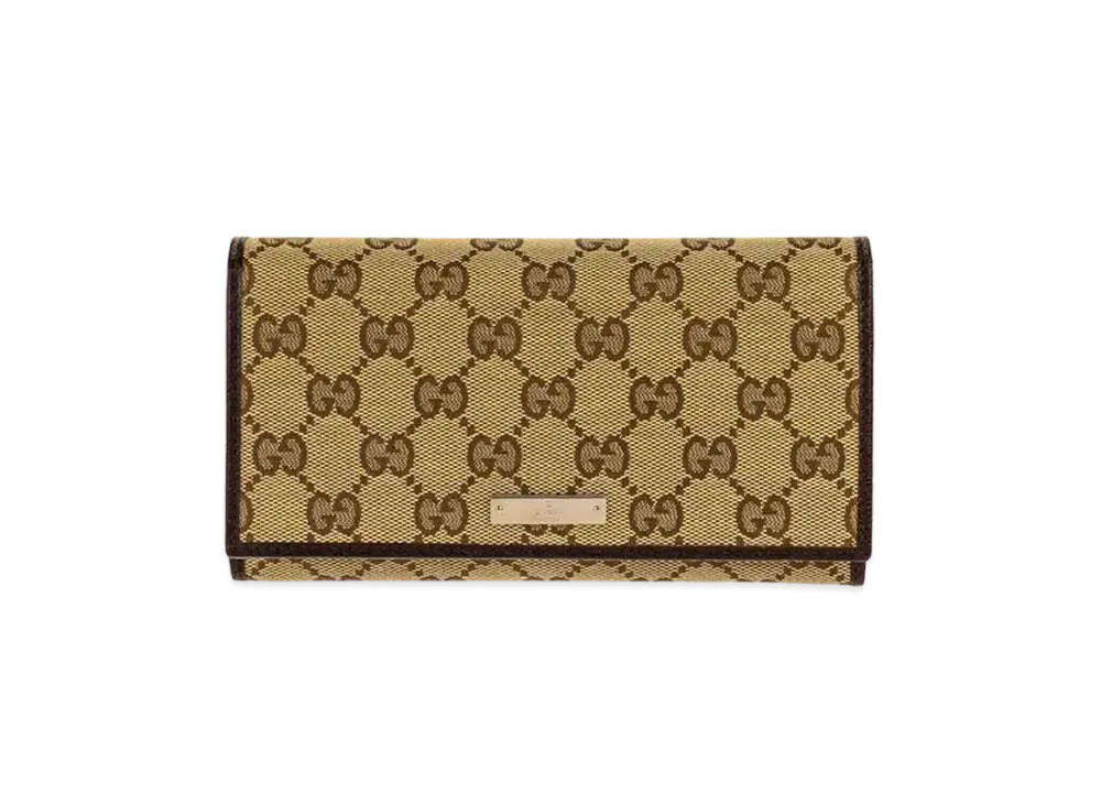 GUCCI GG Canvas Flap Wallet "Beige/Brown"