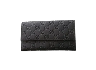 GUCCI Guccissima Flap Wallet "Black"