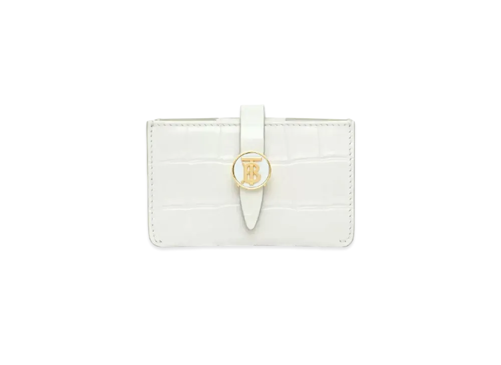 Burberry Monogram Motif Embossed Leather Card Case "Light Pebble"