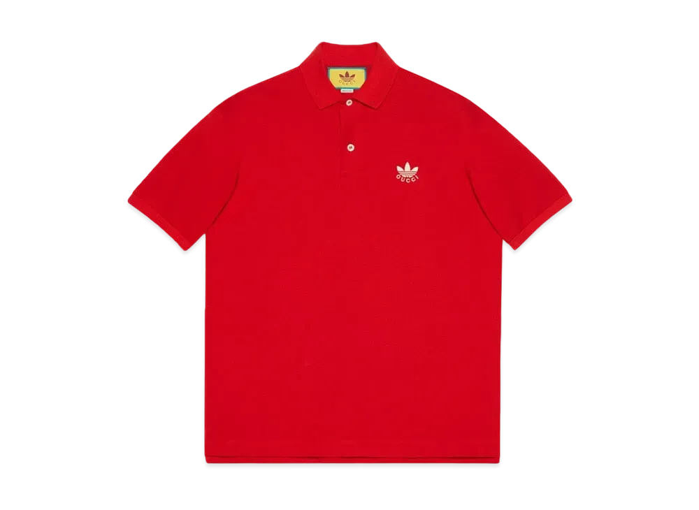 アディダス x グッチ コットンピケ ポロシャツ 