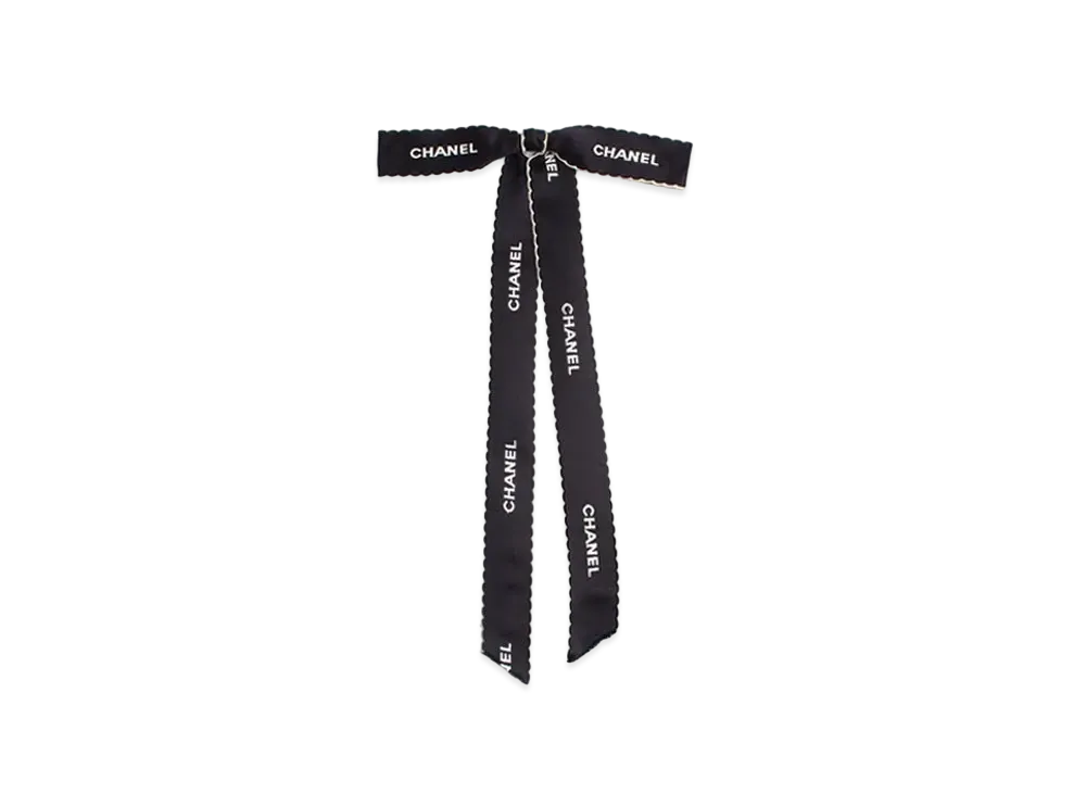 CHANEL Logo Ribbon Brooch "Black"