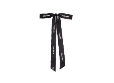 CHANEL Logo Ribbon Brooch "Black"