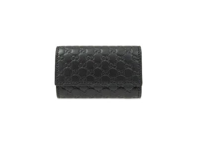 GUCCI Micro Guccissima 6 Key Case "Black"