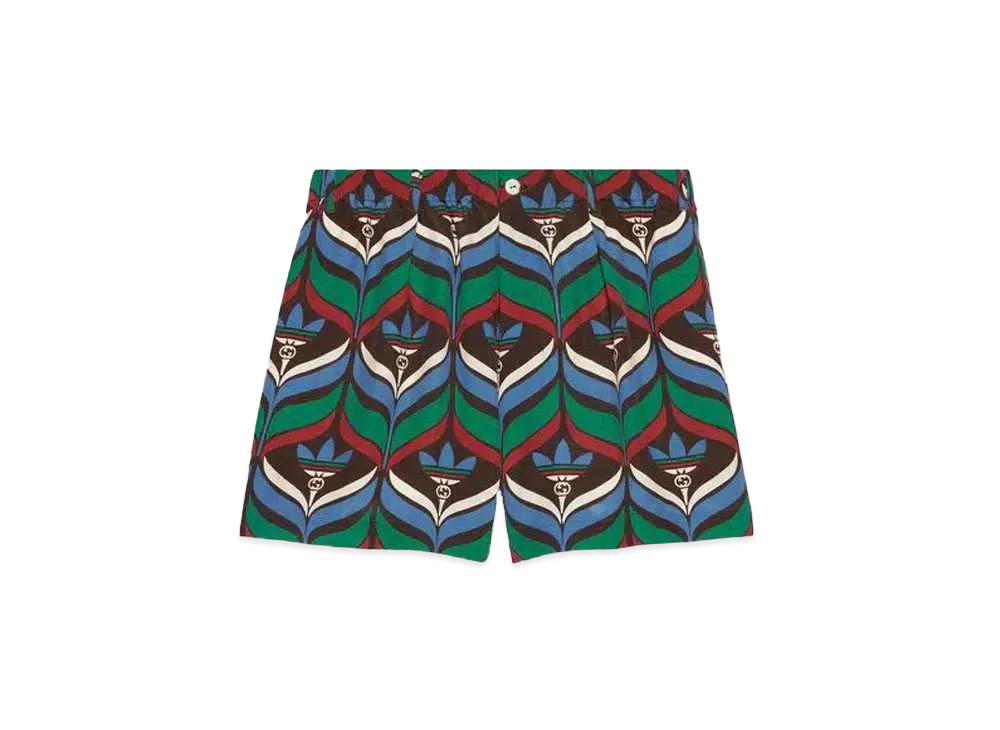 adidas x GUCCI Trefoil Print Shorts "Brown/Green"