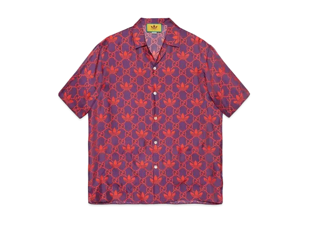 adidas x GUCCI Macro GG Bowling Shirt "Purple/Red"