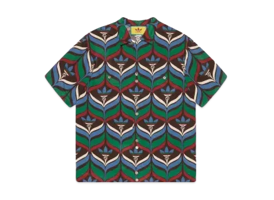 adidas x GUCCI Trefoil Print Bowling Shirt "Brown/Green"